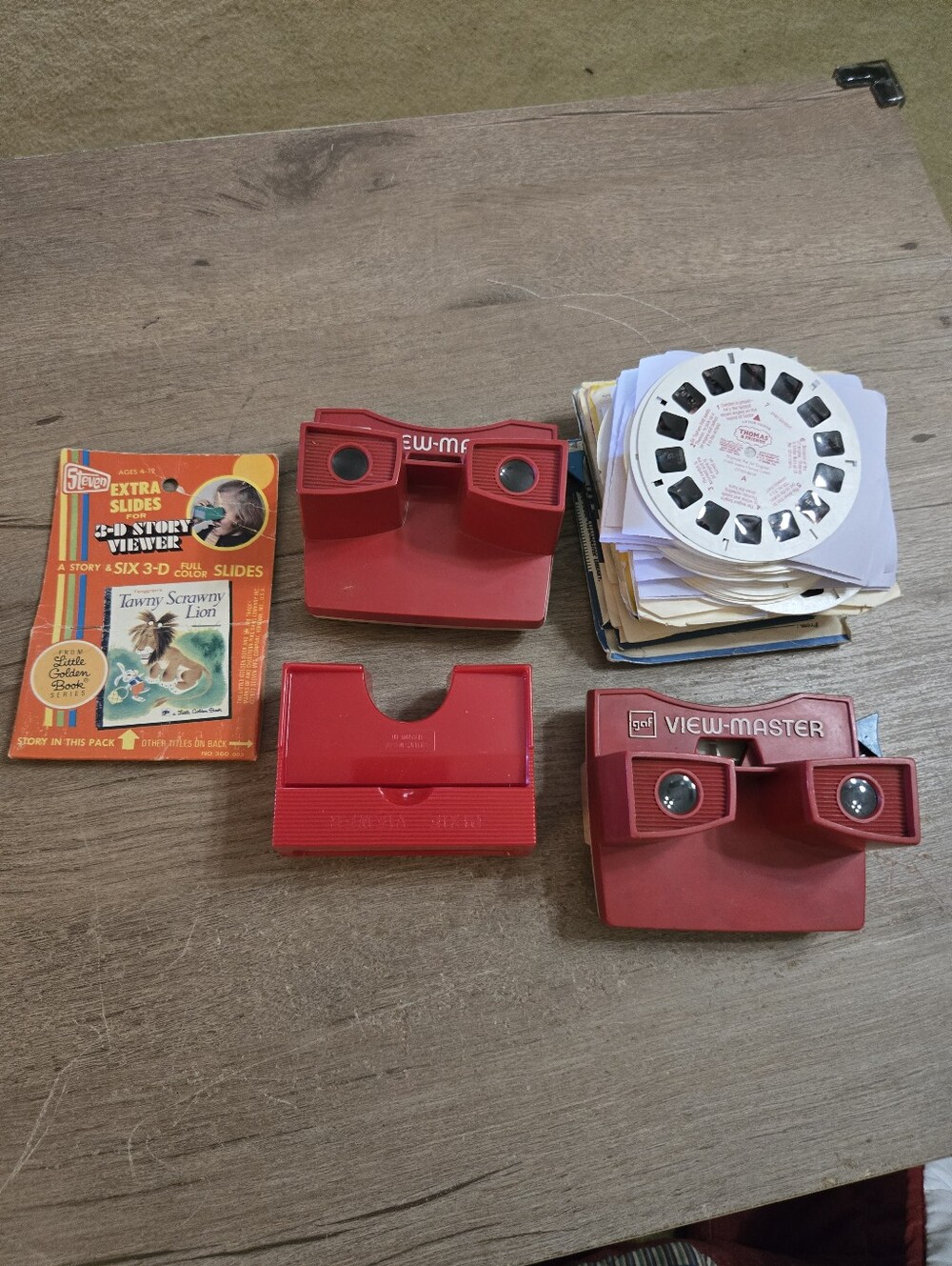 Vintage Red 3D Slide Viewers with Extra Reels